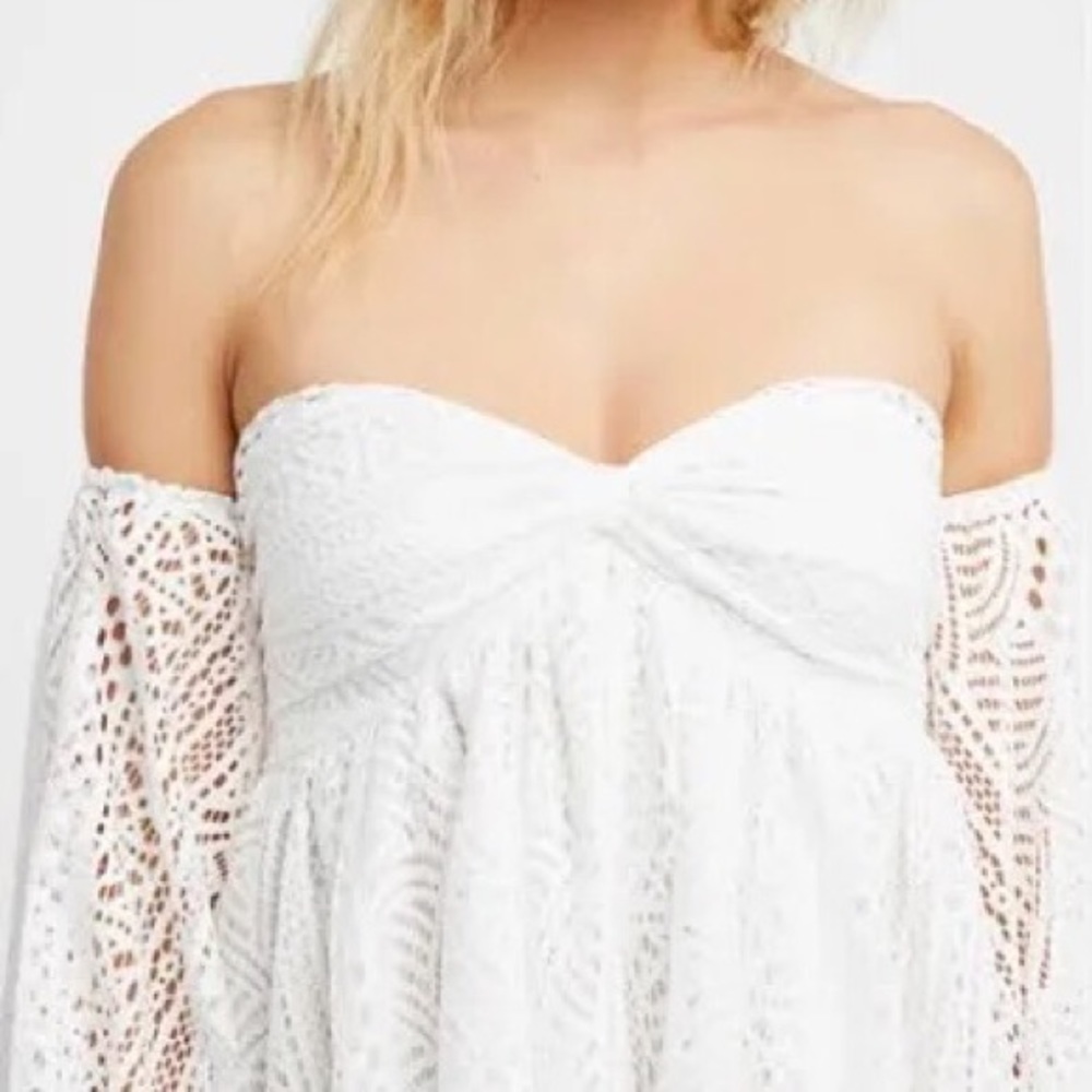 Free People Ivory Emmy Lou Mini Dress NWT - Picture 7 of 8